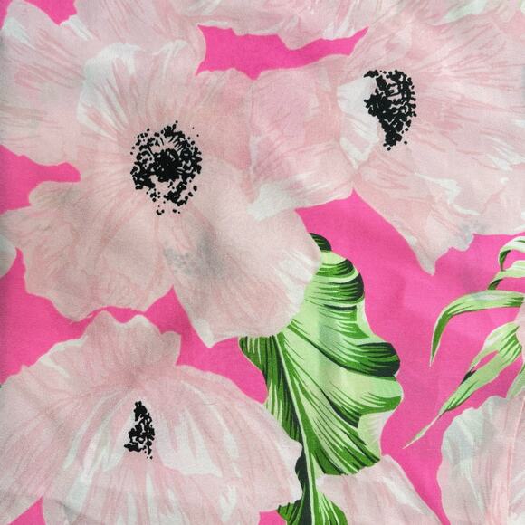 French Connection Pink Floral V Neck Camisole Tank Black Trim Size Medium - Picture 7 of 9